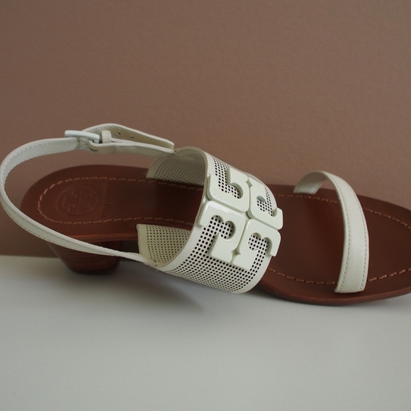Tory Burch Lowell II Perforated Sandals-S:8 Ivory - Picture 5 of 10
